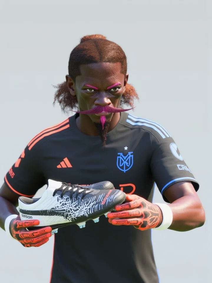AI-generated football sponsorship graphic featuring a Pro Clubs player — example 1