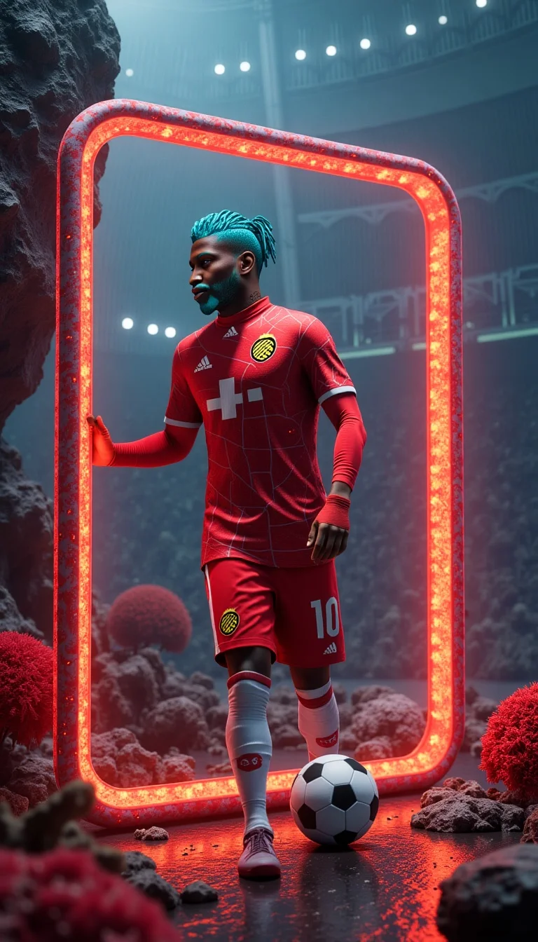Red player card created for the centre-back virtual Pro