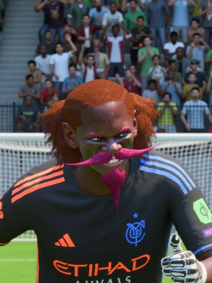 AI-generated football player headshot based on a Pro Clubs character — example 5