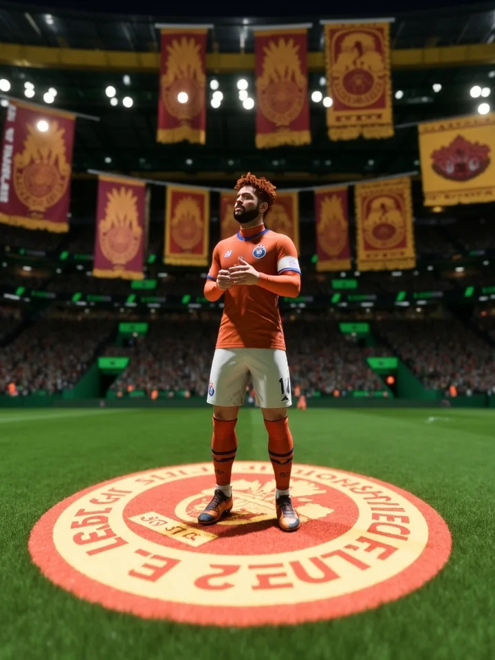 Full-body matchday graphic featuring the striker virtual Pro
