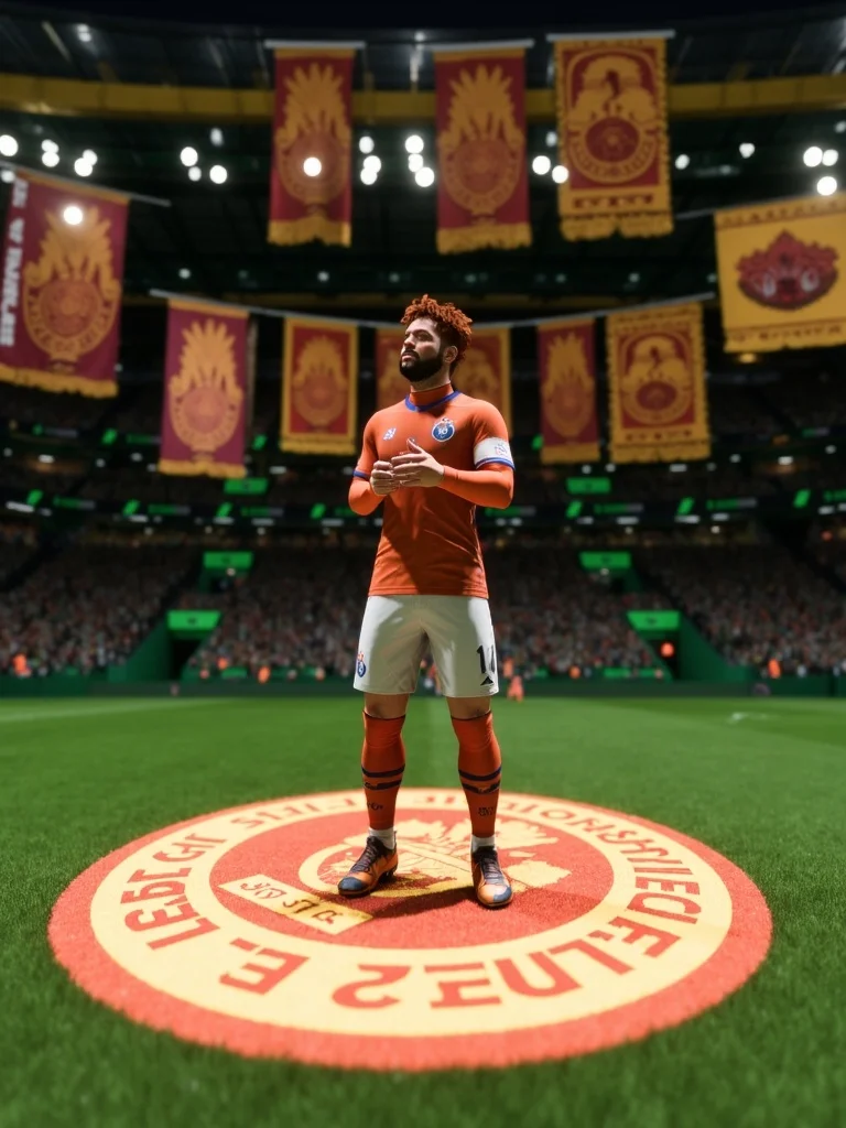 Full-body matchday graphic featuring the striker virtual Pro