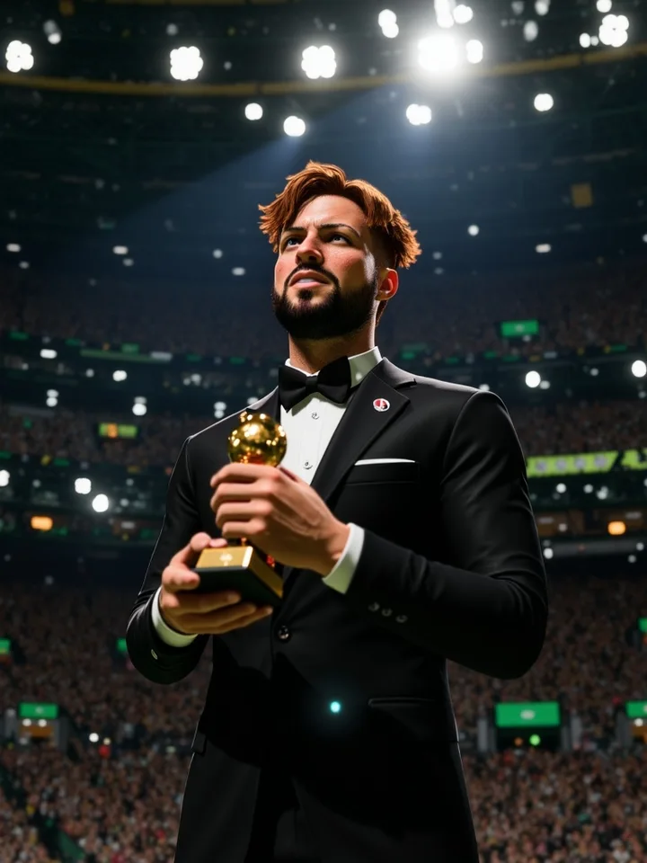 AI-generated football player award graphic based on a Pro Clubs character — example 3