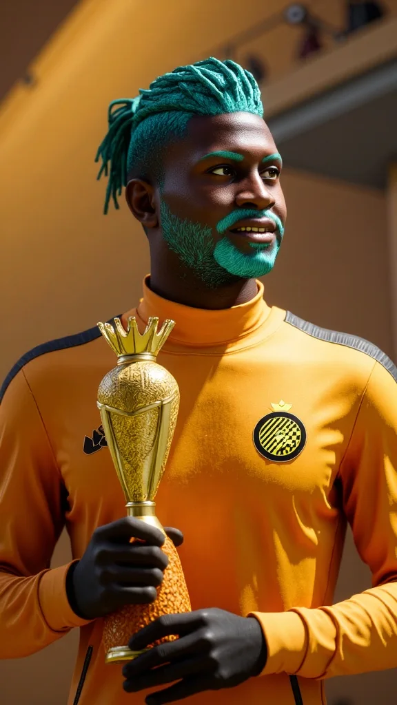 AI-generated football player award graphic based on a Pro Clubs character — example 6
